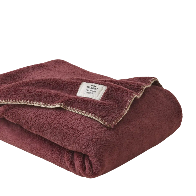 PLAID 150X175 BIEN AU CHAUD AUBERGINE - SYLVIE THIRIEZ PLAID 150X175 BIEN AU CHAUD AUBERGINE - SYLVIE THIRIEZ