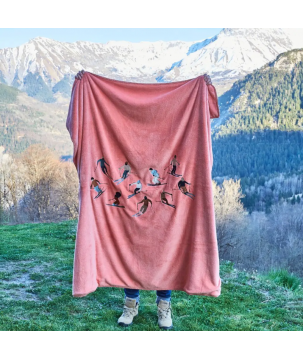 PLAID POLAIRE BRODE APRES-SKI ROSE THE - SYLVIE THIRIEZ