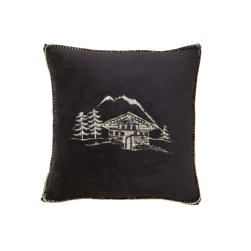 HOUSSE DE COUSSIN 45X45 POLAIRE CHALET ALPAGE CHARBON - SYLVIE THIRIEZ HOUSSE DE COUSSIN 45X45 POLAIRE CHALET ALPAGE CHARBON - SYLVIE THIRIEZ