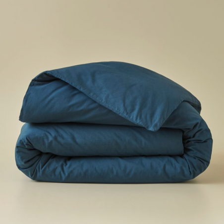PARURE DE LIT PERCALE LAVEE - BLEU ENCRE SYLVIE THIRIEZ
