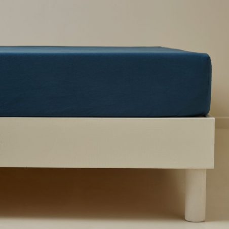 PARURE DE LIT PERCALE LAVEE - BLEU ENCRE SYLVIE THIRIEZ