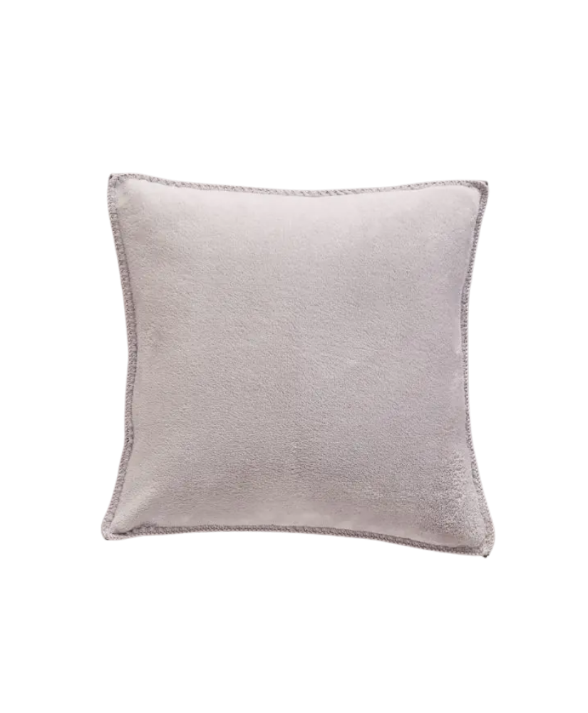 HOUSSE COUSSIN POLAIRE BASIQUE PERLE/CARBONE 40X40