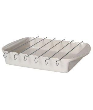 PLAT BROCHETTES GRIS 38X27CM