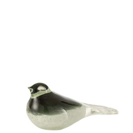 OISEAU VERRE VERT/BLANC S