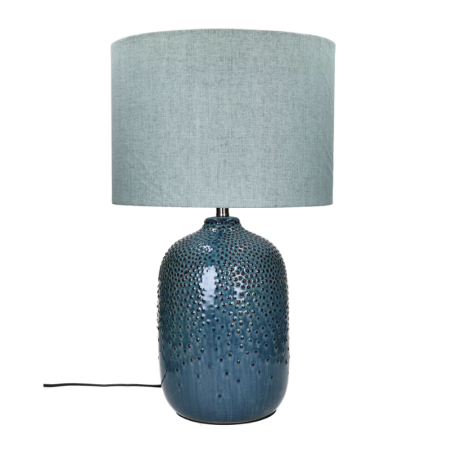 LUZ - LAMPE DE TABLE - CERAMIQUE / METAL - DIA 33 X H 55,5 CM - BLEU GRIS