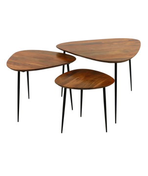 AXIO - SET/3 TABLES D'APPOINT - BOIS D'ACACIA