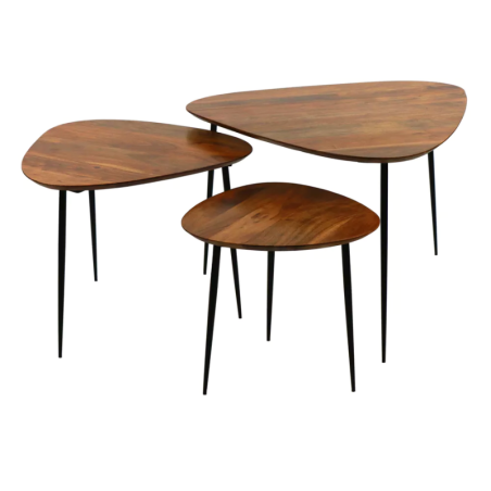 AXIO - SET/3 TABLES D'APPOINT - BOIS D'ACACIA