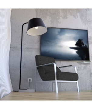 LAMPADAIRE ORION NOIR/ACIER LAQUE 50X50XH63CM - AKANTE