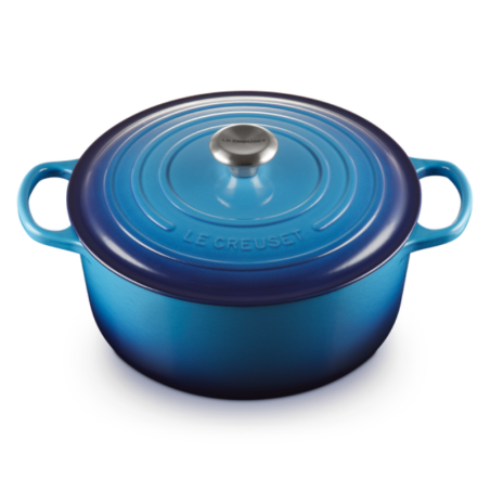 COCOTTE RONDE SIGNATURE 28CM BLEU AZUR - LE CREUSET