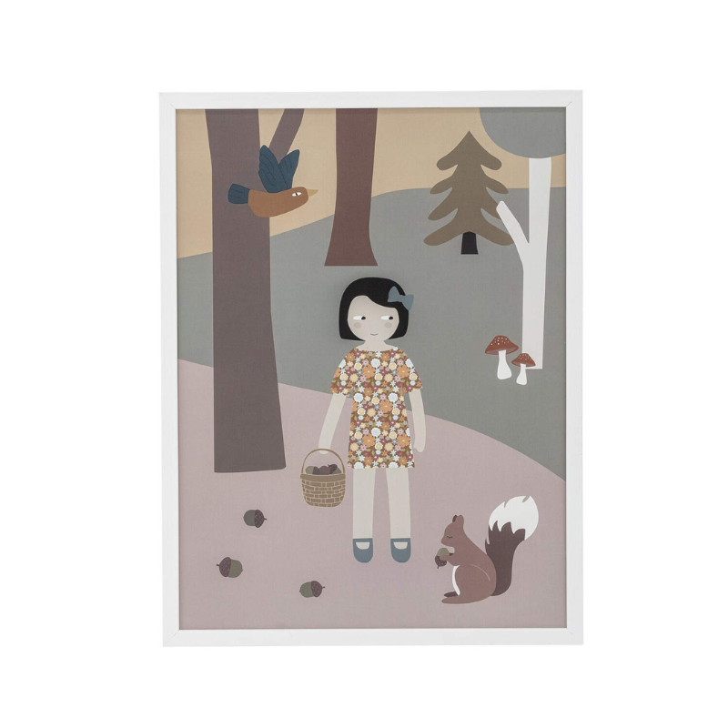 TABLEAU PETITE FILLE EN FORET 32X42CM