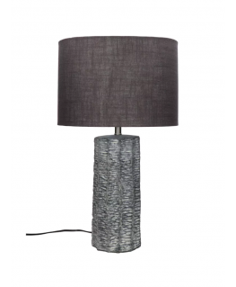 LAMPE DE TABLE FAIENCE H66CM GRIS FONCE