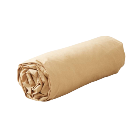 DRAP HOUSSE PERCAL LAVEE MARRON CIRE