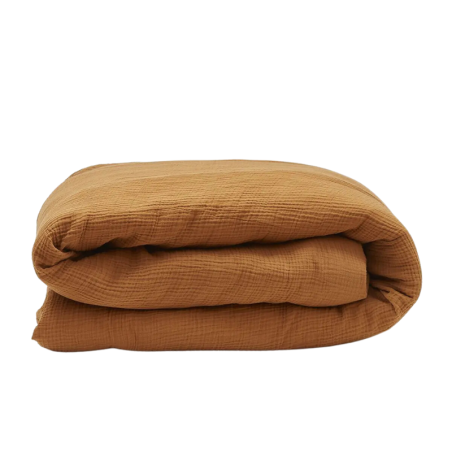 HOUSSE DE COUETTE GAZE COTON LAVEE CARAMEL